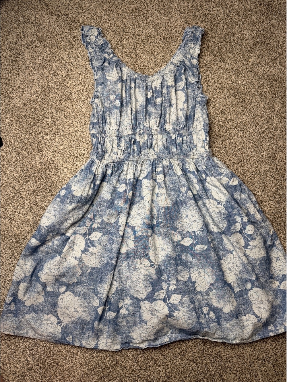 American Eagle Blue and White Floral 100% cotton Sleeveless Dress